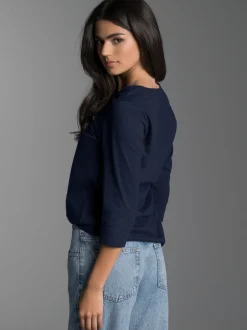 3/4 Arm Shirt aus Biobaumwolle Navy-C2C
