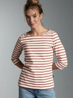3/4 Arm T Shirt mit Ringelmuster "Sail" Mahagoni