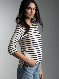 3/4 Arm T Shirt mit Ringelmuster "Sail" Natur