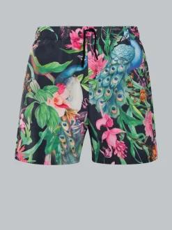 Bade-/Freizeitshorts mit Druckmotiv Anthrazit