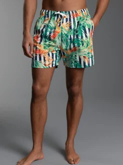 Bade-/Freizeitshorts mit Druckmotiv Weiss