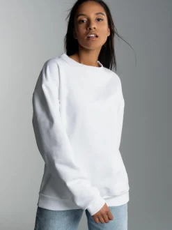 Basic Sweatshirt mit weicher Innenseite Weiss