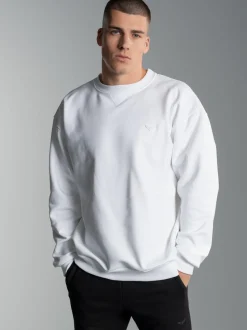 Basic Sweatshirt mit weicher Innenseite Weiss