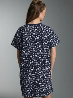 Bigshirt mit Allover Herz Print Navy