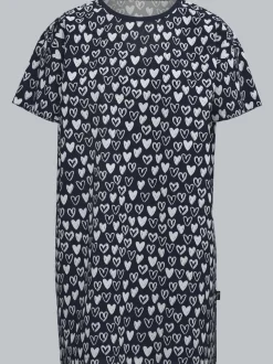 Bigshirt mit Allover Herz Print Navy