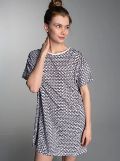 Bigshirt mit Allover-Pinguin-Print Weiss
