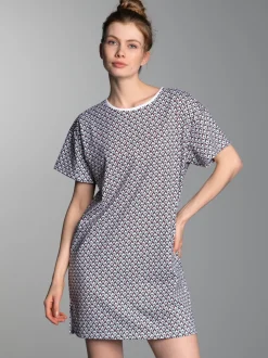 Bigshirt mit Allover-Pinguin-Print Weiss