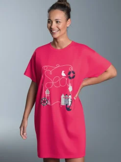 Bigshirt mit maritimem Printmotiv Koralle