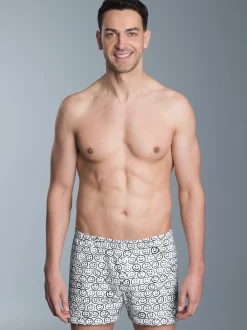 Boxer-Shorts mit freundlichem Smiley-Muster Weiss