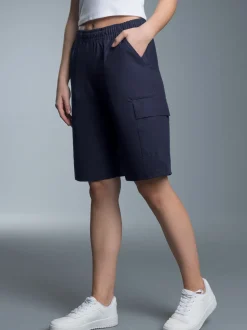 Cargo-Bermuda aus 100% Baumwolle Navy