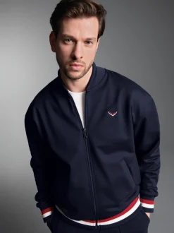 Collegejacke mit kontrastfarbigen Elementen Navy