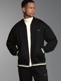 Collegejacke mit kontrastfarbigen Elementen Schwarz