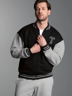 Collegejacke mit praktischen Eingrifftaschen Schwarz