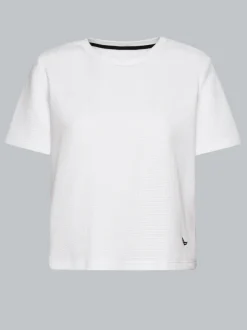 Cropped Oversized T-Shirt in Waffeloptik Weiss