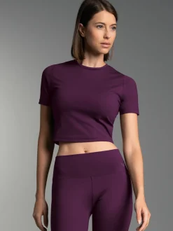 Cropped Sport T-Shirt Aubergine