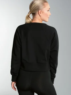 Cropped Sweatshirt in leichter Qualität Schwarz
