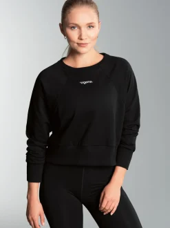 Cropped Sweatshirt in leichter Qualität Schwarz