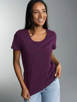 Damen T Shirt aus Biobaumwolle Aubergine