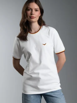 Deutschland T Shirt mit kontrastfarbigen Bündchen Weiss
