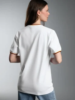 Deutschland T Shirt mit kontrastfarbigen Bündchen Weiss