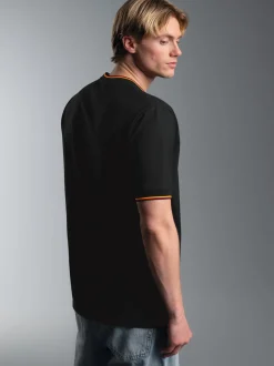 Deutschland T Shirt mit kontrastfarbigen Bündchen Schwarz