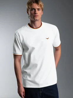 Deutschland T Shirt mit kontrastfarbigen Bündchen Weiss