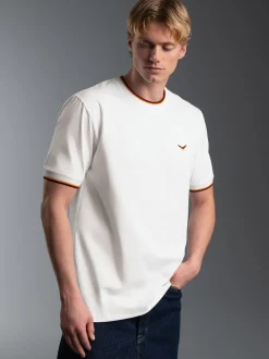 Deutschland T Shirt mit kontrastfarbigen Bündchen Weiss