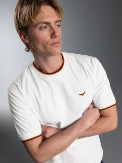 Deutschland T Shirt mit kontrastfarbigen Bündchen Weiss