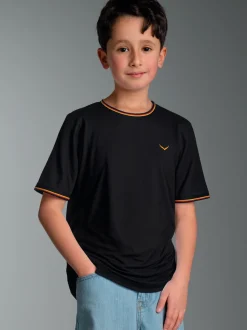 Deutschland T Shirt mit kontrastfarbigen Bündchen Schwarz