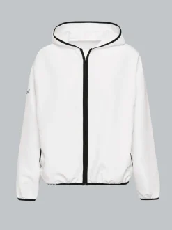 Dünne Kapuzenjacke mit praktischen Taschen Weiss