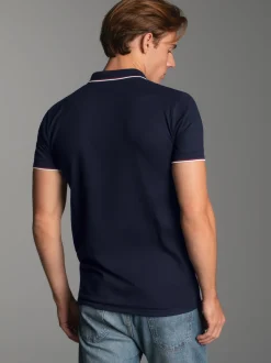 Dreifarbiges Polohemd Navy