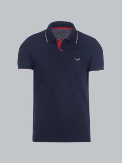 Dreifarbiges Polohemd Navy