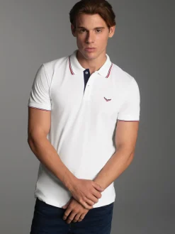 Dreifarbiges Polohemd Weiss