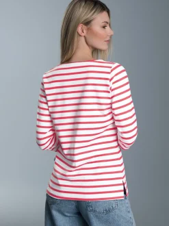 Dreiviertelarm Shirt mit RingelmusterKoralle