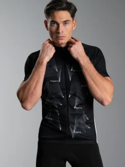 Fahrradjacke mit abstraktem Design Schwarz