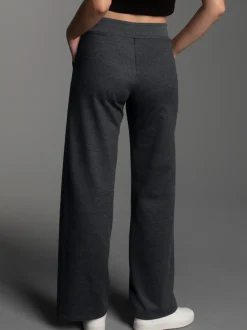Freizeithose mit weitem Bein und hohem Bund Anthrazit-melange