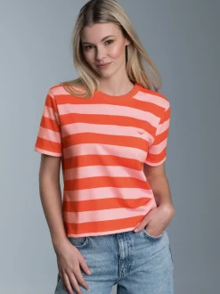Heavy Oversized Shirt mit Ringelmuster Peach