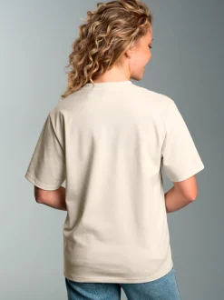 Heavy Oversized T-Shirt mit Affe Charly-Stickmotiv Natur