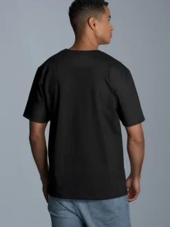 Heavy Oversized T-Shirt mit 3D-Motiv Schwarz