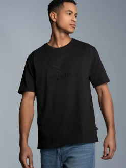 Heavy Oversized T-Shirt mit 3D-Motiv Schwarz