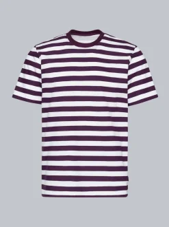 Heavy T-Shirt mit Ringelmuster Aubergine