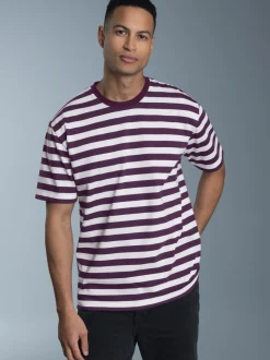 Heavy T-Shirt mit Ringelmuster Aubergine