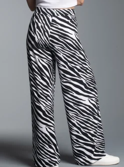 Hüfthose mit Allover-Zebramuster Weiss