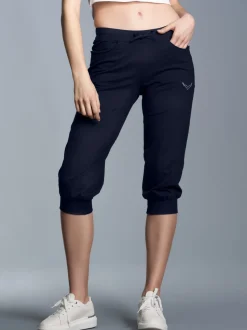 Hüfthose mit Kristallsteinen Navy