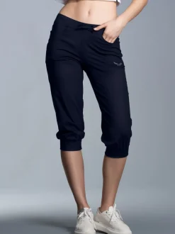 Hüfthose mit Kristallsteinen Navy