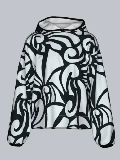Hoodie mit abstraktem Allover-Print Weiss