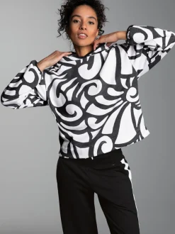 Hoodie mit abstraktem Allover-Print Weiss