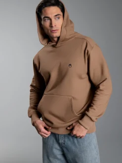 Hoodie mit Affe Charly-Stickmotiv Haselnuss