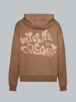Hoodie mit großem Rückenprint Haselnuss