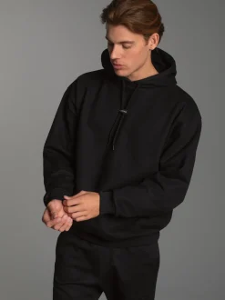 Hoodie mit modischem Logo-Weblabel Schwarz